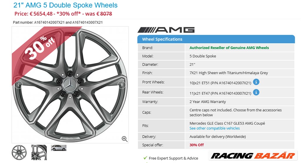  Új Mercedes W167 Gle Gle Coupe 5x112 10-11x21 ET51-47 4db 4. kép