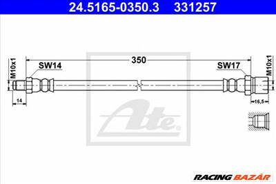 ATE 24.5165-0350.3 - fékcső PORSCHE VW