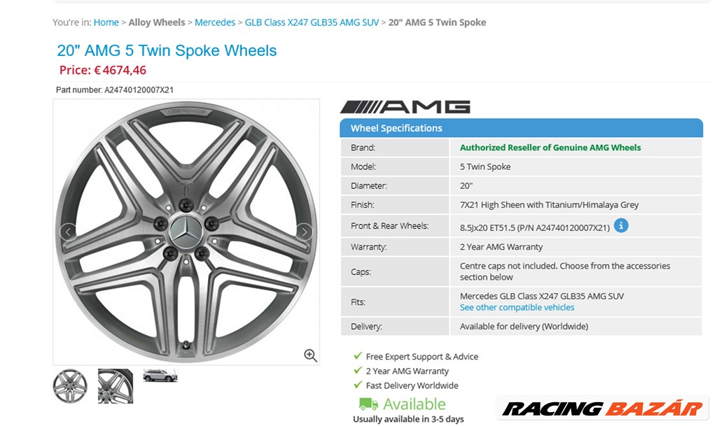 Új! Mercedes W247 GLA GLB AMG alufelnik 5x112 8,5x20 ET51,5 4db 4. kép