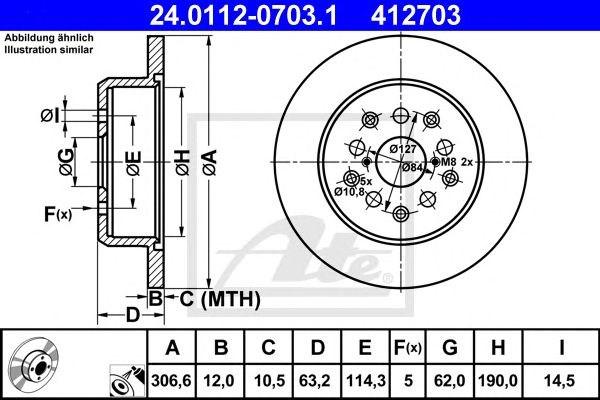 ATE 24.0112-0703.1 - féktárcsa LEXUS TOYOTA 1. kép