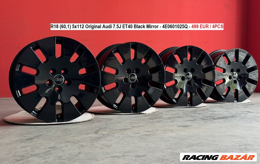 R18 (60,1) 5x112 Original Audi 7.5J ET40 Black Mirror - 4E0601025Q -  gyári alufelnik felnik 18" 1. kép