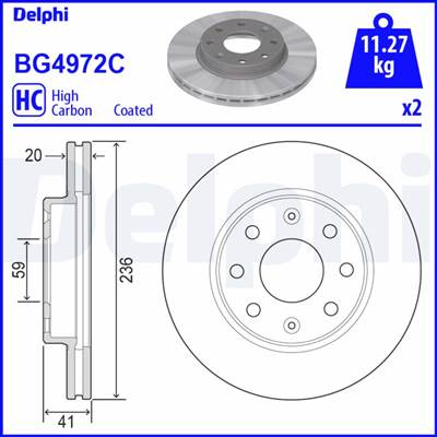 DELPHI BG4972C - féktárcsa CHEVROLET CHEVROLET (SGM) DAEWOO