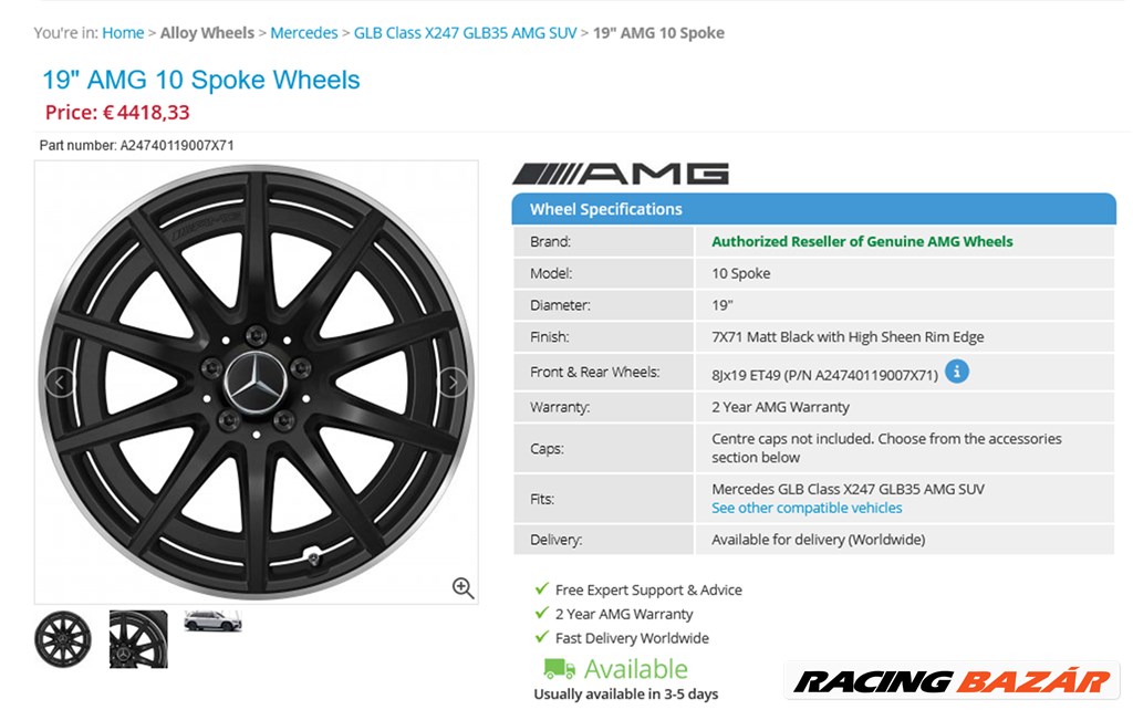  Új! Mercedes W247 GLB GLA AMG alufelnik 5x112 8x19 ET49 4db 4. kép