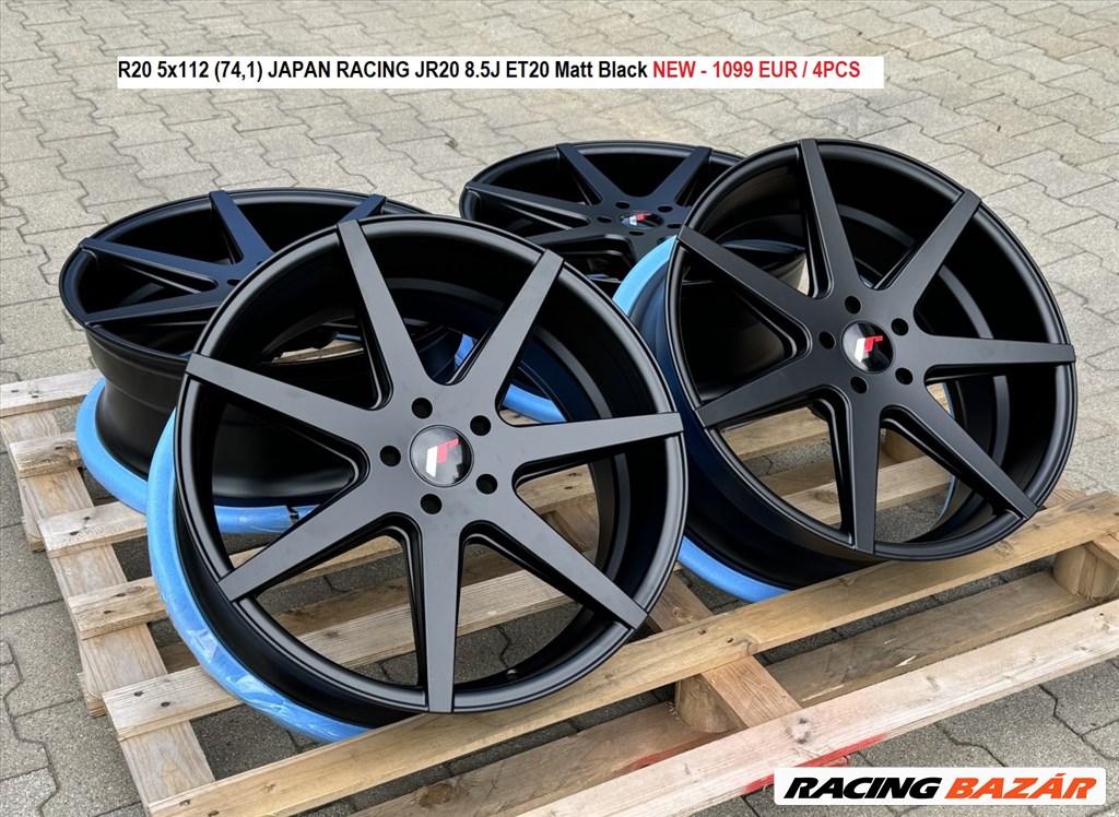 R20 5x112 (74,1) JAPAN RACING JR20 8.5J ET20 Matt Black új audi alufelnik / A5 S5 A7 S7  1. kép
