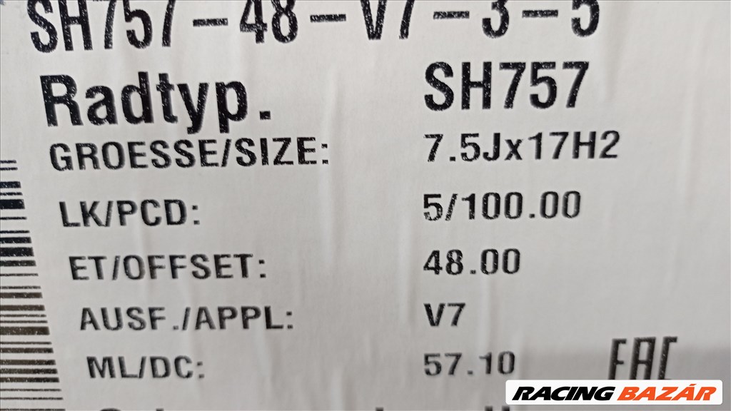  5x100 lyukosztású 7,5JJ 17" új Alutec alufelni 3. kép