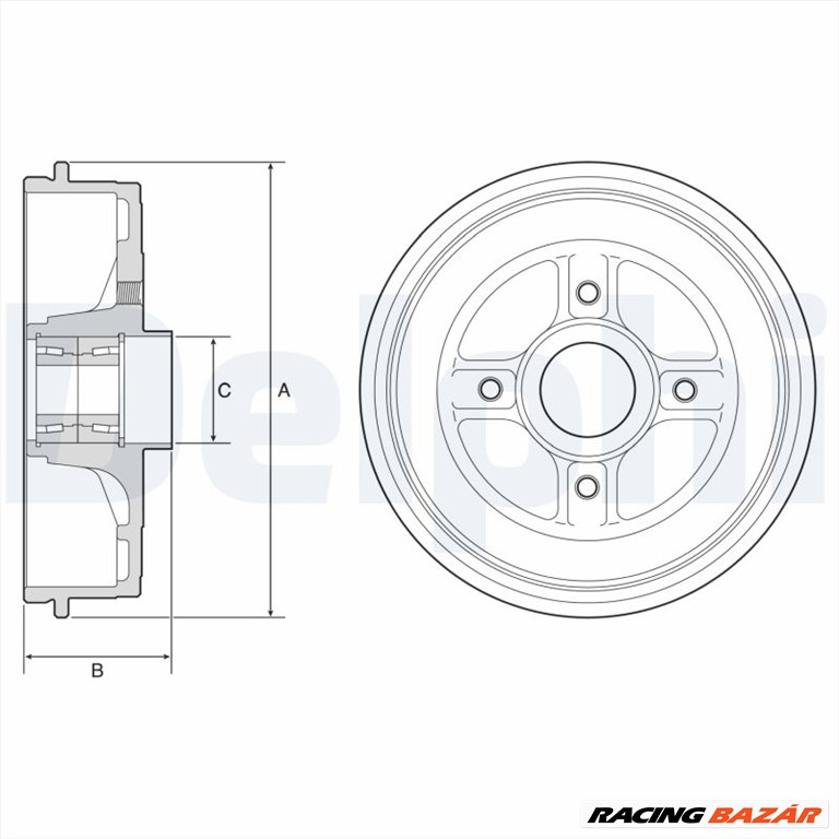 DELPHI BFR624 - fékdob DACIA RENAULT 1. kép