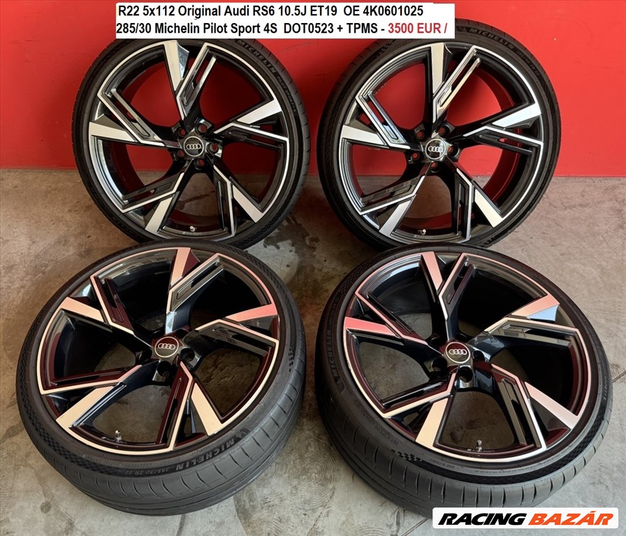 R22 5x112 Original Audi RS6 10.5J ET19  OE 4K0601025 + 285/30 Michelin 1. kép