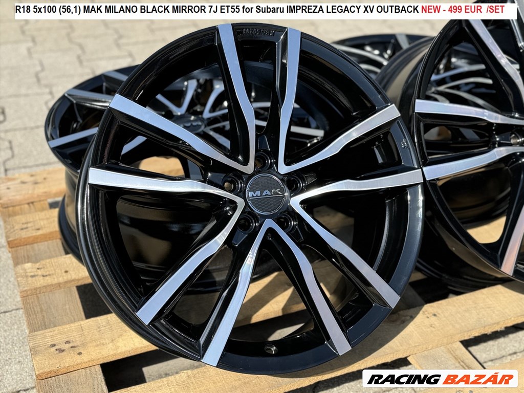 R18 5x100 (56,1) MAK MILANO BLACK MIRROR 7J ET55 for Subaru IMPREZA LEGACY XV BRZ FORESTER OUTBACK 1. kép