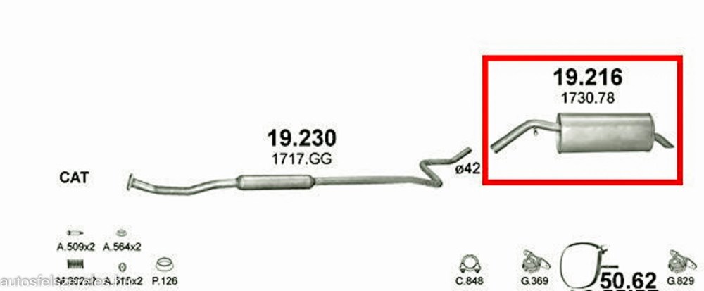 Polmo 19-216 hátsó kipufogó dob - PEUGEOT 207 2. kép
