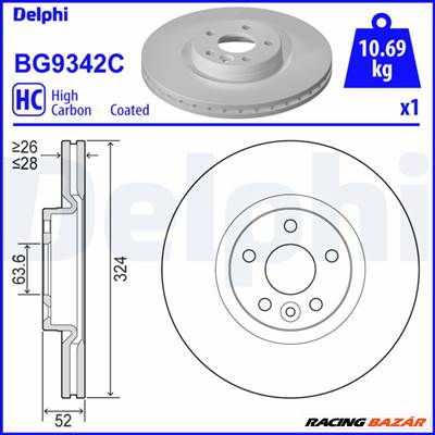DELPHI BG9342C - féktárcsa VOLVO
