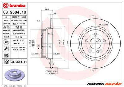 BREMBO 08.9584.11 - féktárcsa MERCEDES-BENZ MERCEDES-BENZ (BBDC)