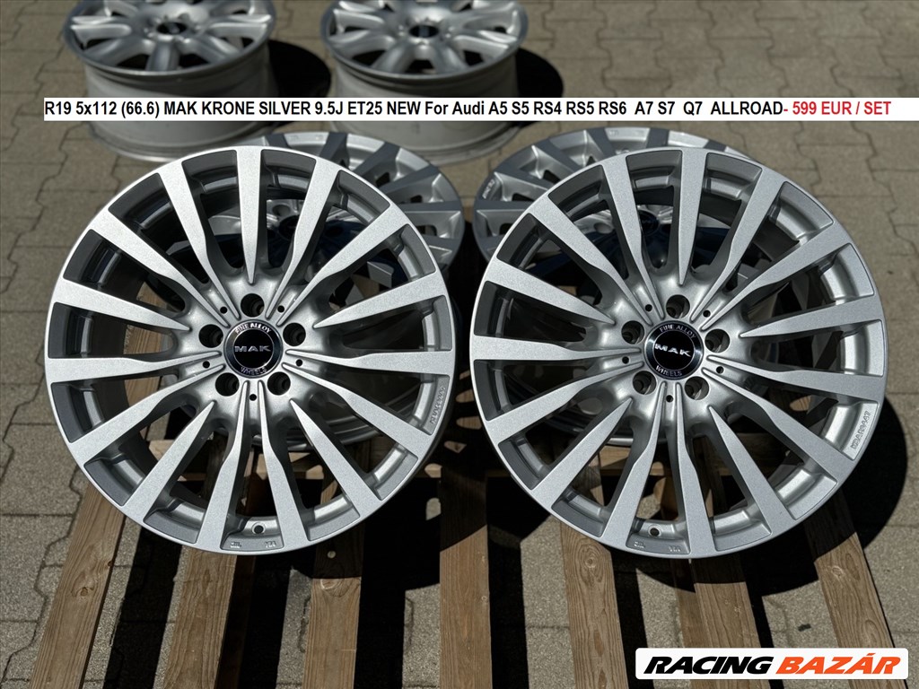 R19 5x112 (66.6) MAK KRONE SILVER 9.5J ET25 NEW For Audi A5 S5 RS4 RS5 RS6  A7 S7  Q7  ALLROAD 1. kép