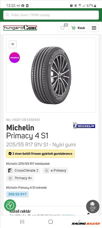  205/5517" új Michelin nyári gumi gumi 10. kép