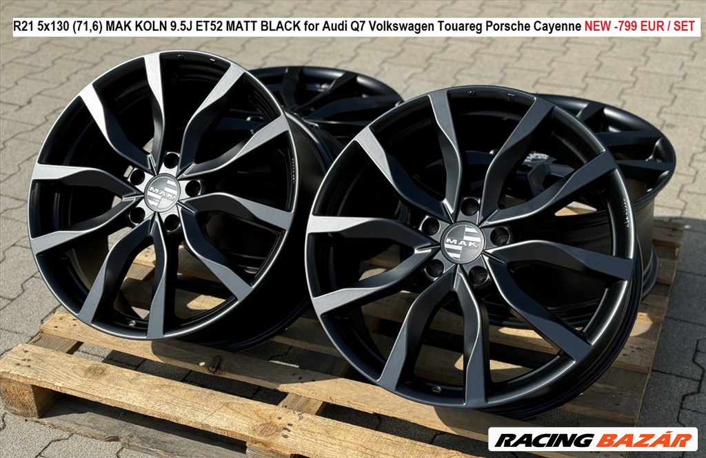 R21 5x130 (71,6) MAK KOLN 9.5J ET52 MATT BLACK for Audi Q7 Volkswagen Touareg Porsche Cayenne  1. kép