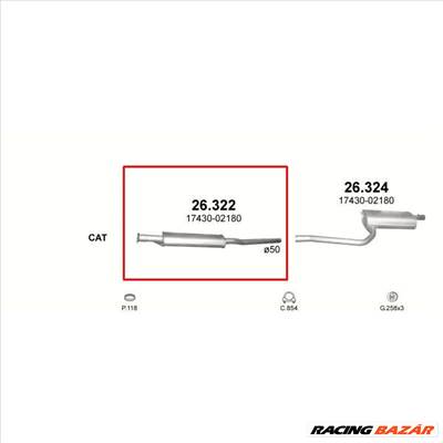 Kipufogódob, közép, Toyota Avensis, 1.6-2.0, 1997.10-2000.07