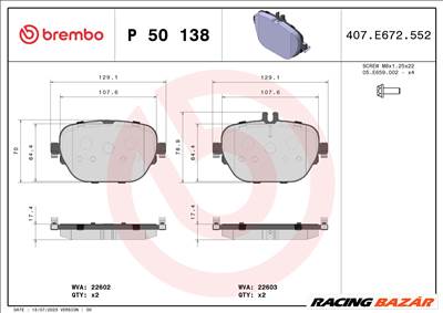 BREMBO P 50 138 - fékbetét MERCEDES-BENZ MERCEDES-BENZ (BBDC)