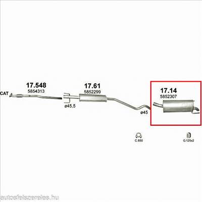 Polmo 17.14 hátsó kipufogódob - Opel Astra H 1.4i 16V/1.6i 16V