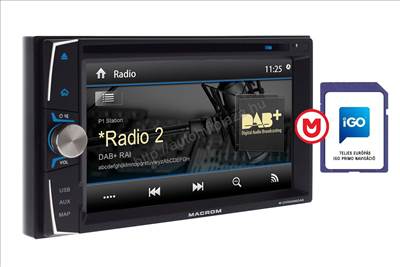 Macrom M-DVD6000DAB + M-NV18FEU 2 DIN méretû érintőképernyős multimédia DAB+ rádióvevővel