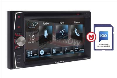 Macrom M-DVD6000L +  M-NV18FEU 2 DIN méretû érintőképernyős multimédia navigációval + navigációs szoftver