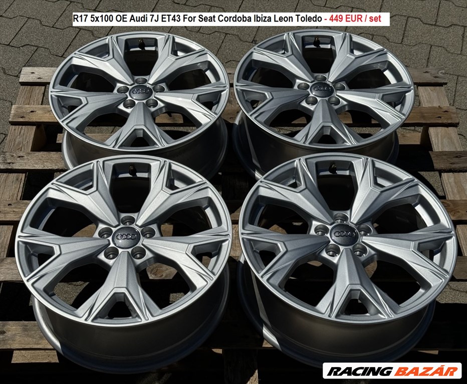 R17 5x100 OE Audi 7J ET43 For Seat Cordoba Ibiza Leon Toledo gyári demo alufelnik 7x17 17"  2. kép