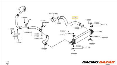 1505A568 Mitsubishi Outlander Intercooler Töltőlevegő Hűtő Cső 2.2DID 2012-2021
