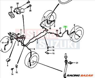 Maruti 800 bal hátsó fém fékcső 51520-84300
