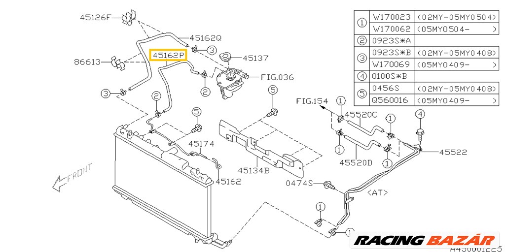 Subaru Impreza Kiegyenlítő Tartály Túlfolyó Vízcső 45162-AE000 45162AE000 3. kép