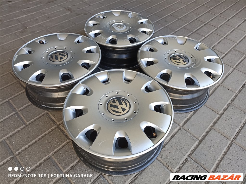 5x112 15" Volkswagen használt lemezfelni garnitúra dísztárcsával (R421) 2. kép