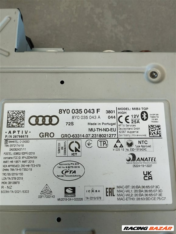 Audi A3 (8Y) rádió navigációs fejegység 8y0035043f 2. kép