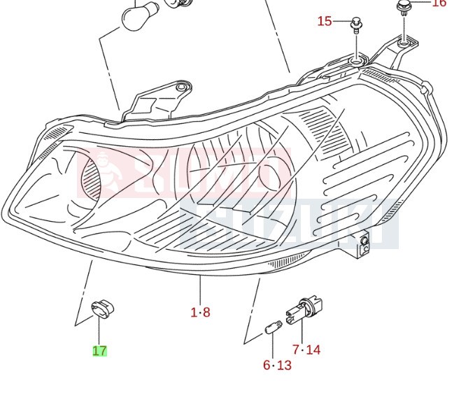 Suzuki SX4 fényszóró patent 35153-75H00 1. kép