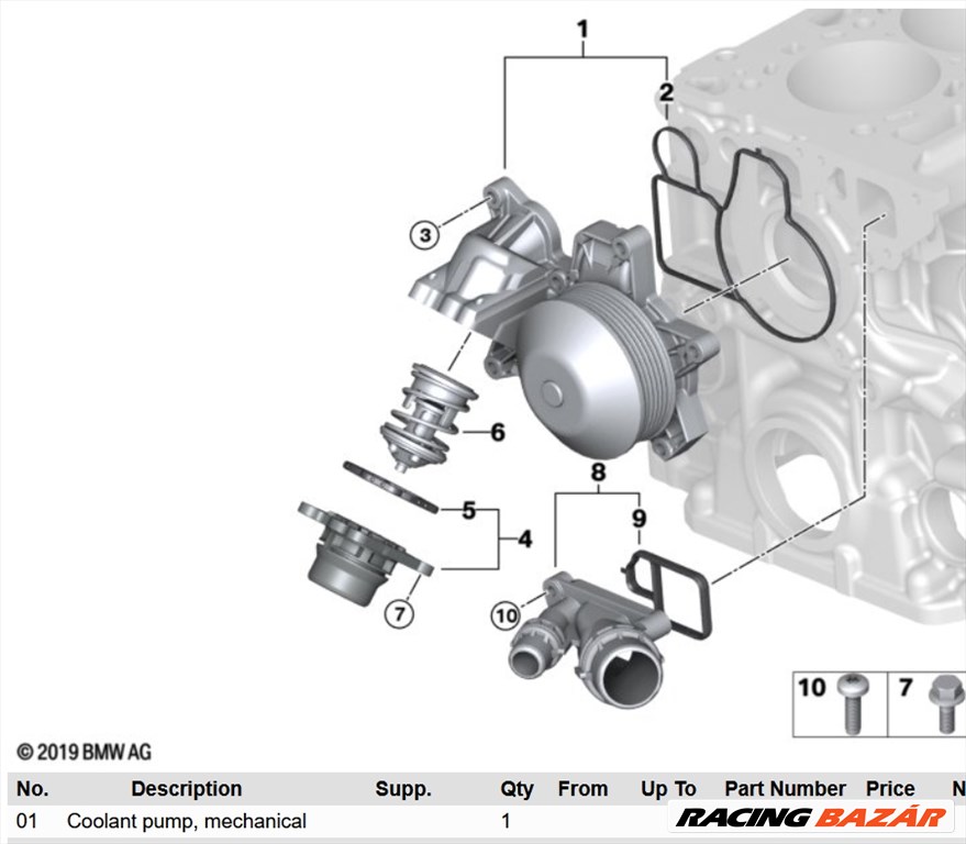 BMW Vizpumpa Vízpumpa N47D20 N470D20A N47D20C N47D 7807311 1. kép
