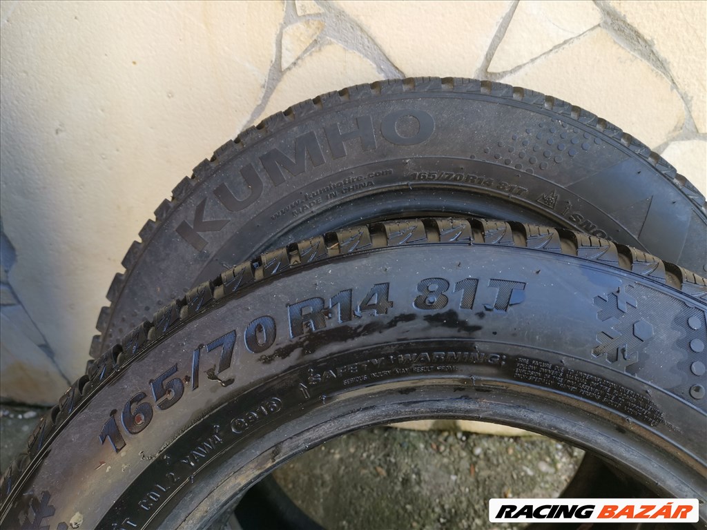  5x100 lyukosztású 14" használt (gyári lemezfelni, rajta használó 5 Kumho téli gumi.  2. kép