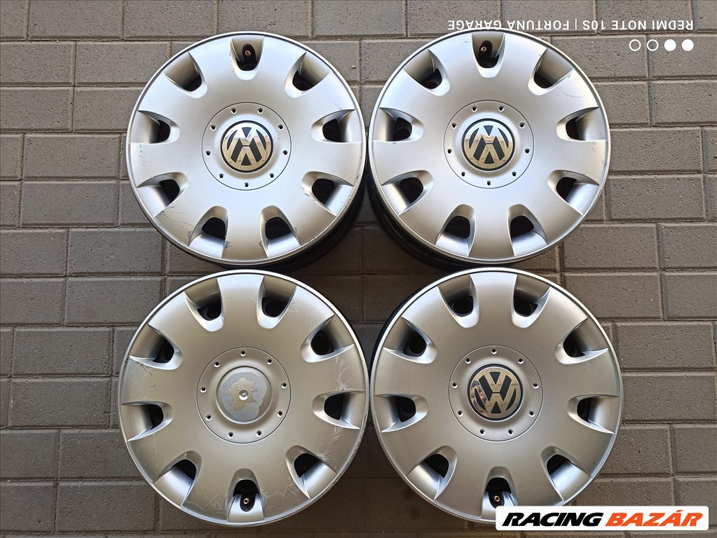 5x112 15" Volkswagen használt lemezfelni garnitúra dísztárcsával (R421) 1. kép