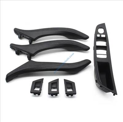 BMW F10 / F11 bőrözött 7 részes ajtóbehuzó, behúzó fogantyú, kapaszkodó készlet Fekete