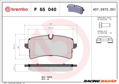 BREMBO P 65 040 - fékbetét PORSCHE