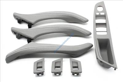 BMW F10 / F11 bőrözött 7 részes ajtóbehuzó, behúzó fogantyú, kapaszkodó készlet Szürke