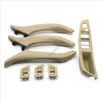 BMW F10 / F11 bőrözött 7 részes ajtóbehuzó, behúzó fogantyú, kapaszkodó készlet Bézs (mustár sárga, a világos színárnyalat Oyter névre hallgat!)