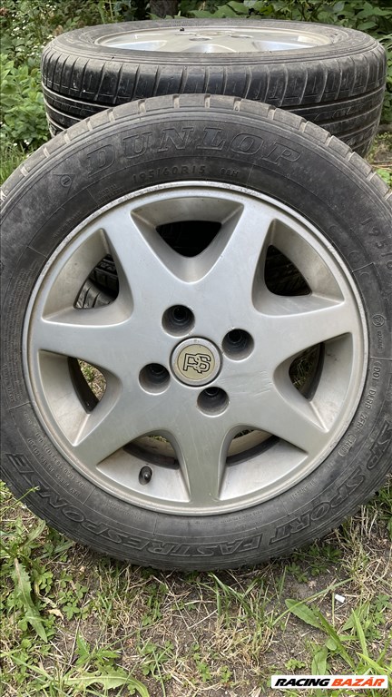  4x108 lyukosztású 15" használt alufelni, rajta 195/60 használt Dunlop nyári gumi 2. kép