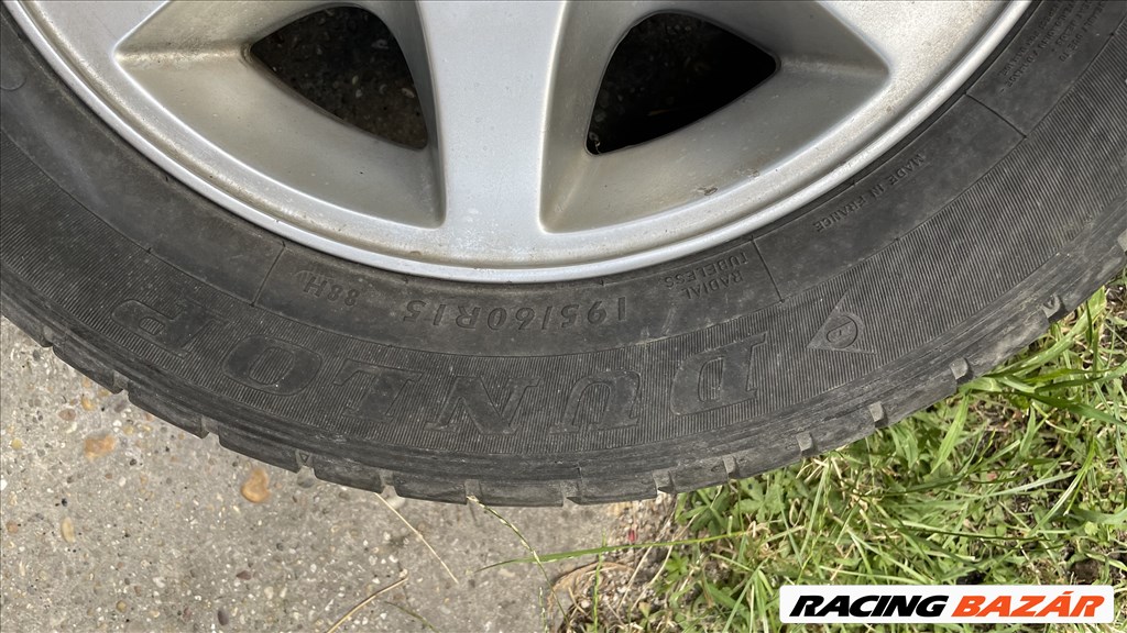  4x108 lyukosztású 15" használt alufelni, rajta 195/60 használt Dunlop nyári gumi 6. kép