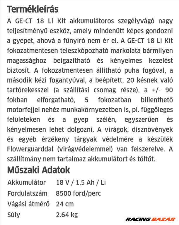 Eladó,Enhell akus szegély nyíró nyíró 17. kép
