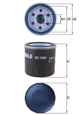 MAHLE OC 1566 - olajszűrő ALPINE DACIA DATSUN HONDA HONDA MOTORCYCLES HYUNDAI INFINITI KAWASAKI MOTO