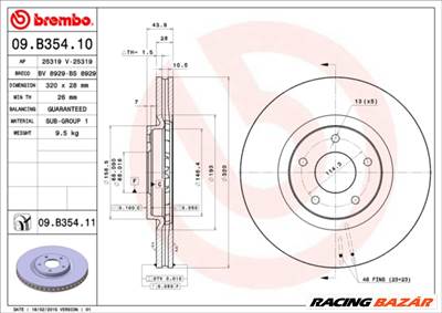 BREMBO 09.B354.11 - féktárcsa NISSAN RENAULT