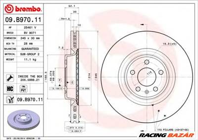 BREMBO 09.B970.11 - féktárcsa AUDI AUDI (FAW) PORSCHE VW (SVW)