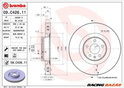 BREMBO 09.C426.11 - féktárcsa AUDI