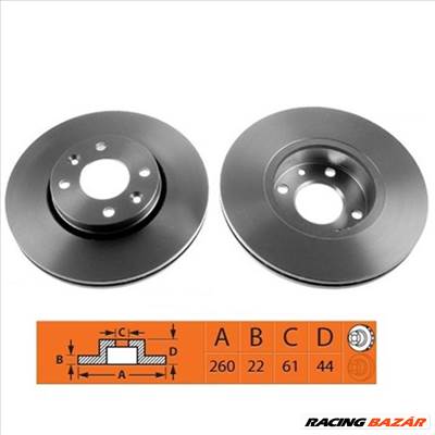 Renault Clio III új utángyártott féktárcsa pár első tengely 260mm 2005-2014-ig GRESA