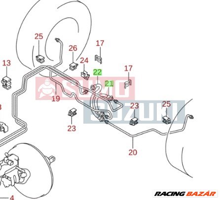 Suzuki Swift 2005-2010 hátsó gumi fékcső jobb S-51570-62J00-U 3. kép