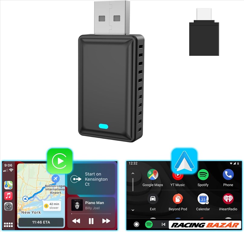 Minden autótípushoz! Autós adapter Android autó Carplay csatlakozáshoz 7. kép