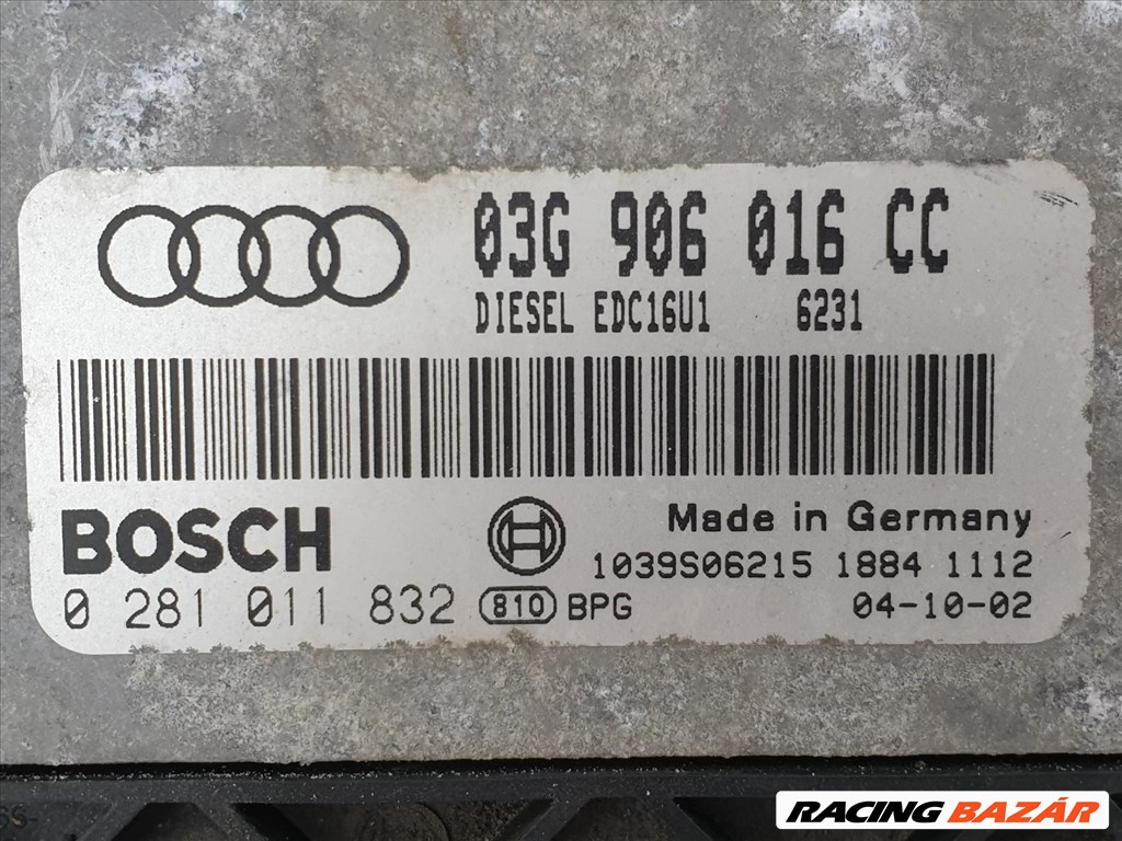 502995 Audi A3, 2004, Motorvezérlő, Ecu, 0281011832, 03G906016CC, Bosch. 3. kép