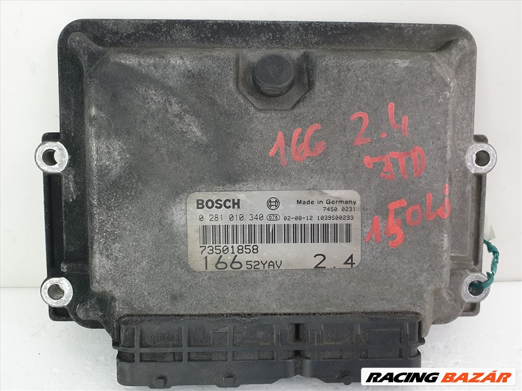 502994 Alfa Romeo 166, 2.4 JTD, 2002, Motorvezérlő, Ecu, 0281010340, 73501858, Bosch. 1. kép