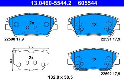 ATE 13.0460-5544.2 - fékbetétkészlet, tárcsafék SSANGYONG